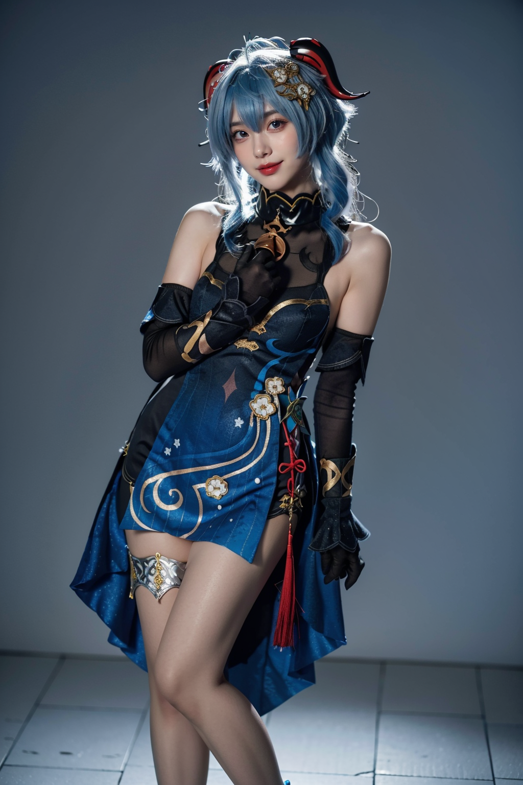 00075-3364193629-best quality,masterpiece,realistic,photorealistic,1girl,solo,looking at viewer,smile,standing,full body,ganyu cosplay costume,ga.png